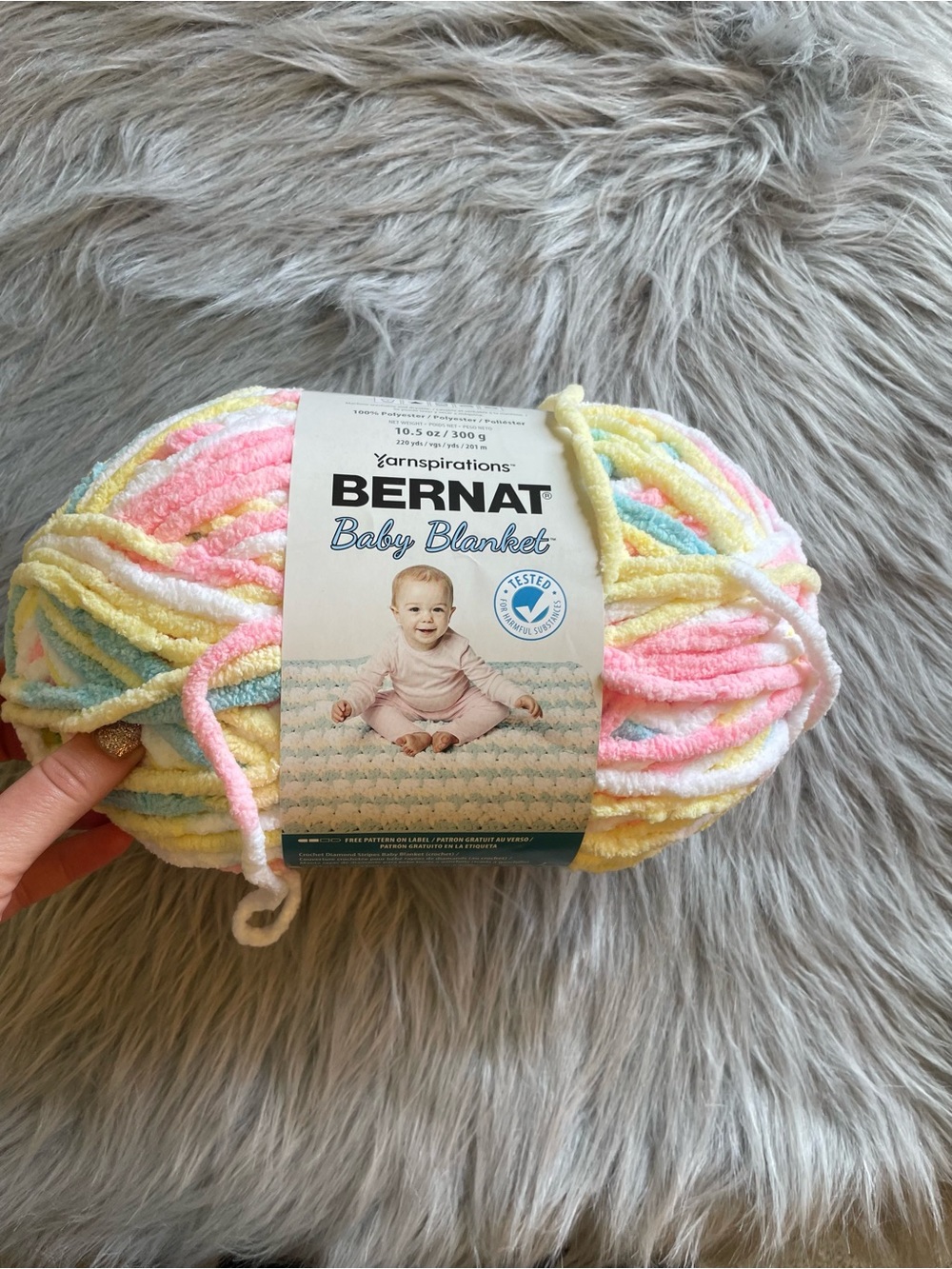 Bernat Baby Blanket Chenille Yarn - Pastel Multi
